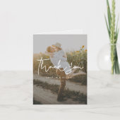 Einfache Hochzeit des Handschrift-Fotos Dankeskarte (Vorderseite)