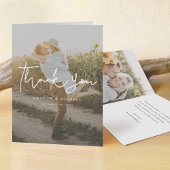 Einfache Hochzeit des Handschrift-Fotos Dankeskarte