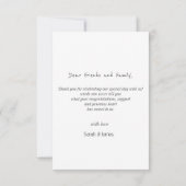 Einfache Hochzeit des Handschrift-Fotos Dankeskarte (Rückseite)