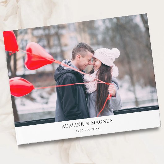 Einfache Hochzeit des Minimalistischen Fotos Gästebuch