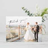 Einfache Hochzeit des modernen Fotos Dankeskarte (Stehend Vorderseite)