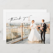 Einfache Hochzeit des modernen Fotos Dankeskarte (Vorne/Hinten)