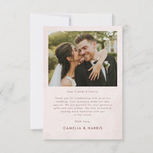 Einfache Hochzeit des modernen Fotos Dankeskarte (Rückseite)