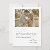 Einfache Hochzeit des modernen Fotos Dankeskarte (Rückseite)