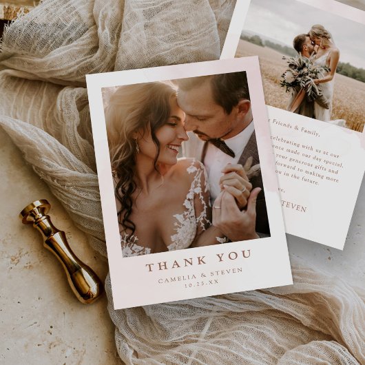 Einfache Hochzeit des modernen Fotos Dankeskarte