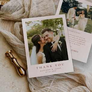 Einfache Hochzeit des modernen Fotos Dankeskarte