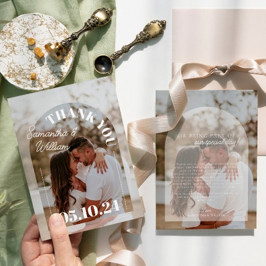 Einfache Hochzeit des modernen Fotos Dankeskarte