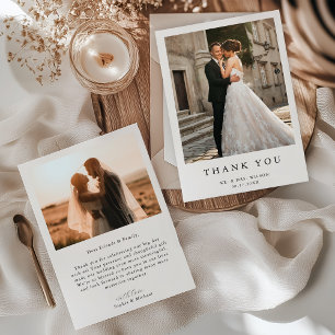 Einfache Hochzeit des modernen Fotos Dankeskarte