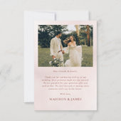 Einfache Hochzeit des modernen Fotos Dankeskarte (Rückseite)