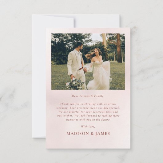 Einfache Hochzeit des modernen Fotos Dankeskarte (Rückseite)