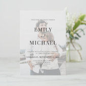 Einfache Hochzeit des modernen Fotos Einladung (Stehend Vorderseite)