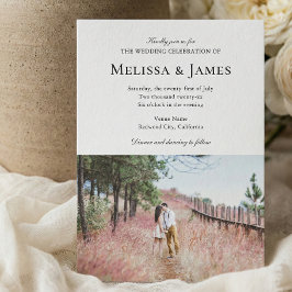 Einfache Hochzeit des modernen Fotos Einladung