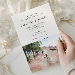 Einfache Hochzeit des modernen Fotos Einladung