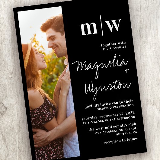 Einfache Hochzeit des modernen Fotos Einladung