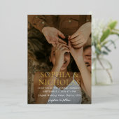 Einfache Hochzeit des modernen Fotos Folieneinladung (Stehend vorne)