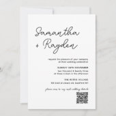 Einfache Hochzeit des modernen Fotos QR Einladung (Vorderseite)