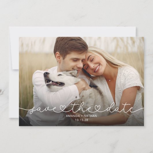 Einfache Hochzeit des modernen Fotos Save The Date (Vorderseite)
