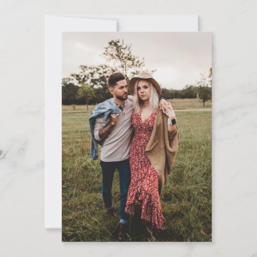 Einfache Hochzeit des modernen Fotos Save The Date (Rückseite)