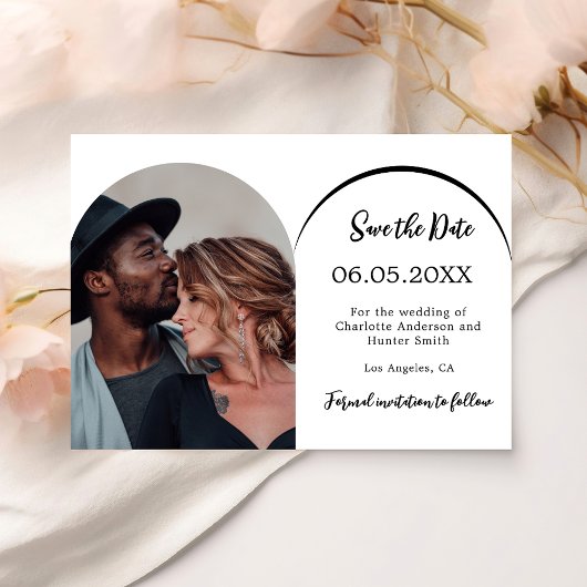 Einfache Hochzeit des modernen Fotos Save The Date