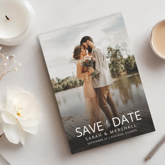 Einfache Hochzeit des modernen Fotos Save The Date