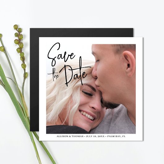 Einfache Hochzeit des modernen Save the Date Fotos Magneteinladung