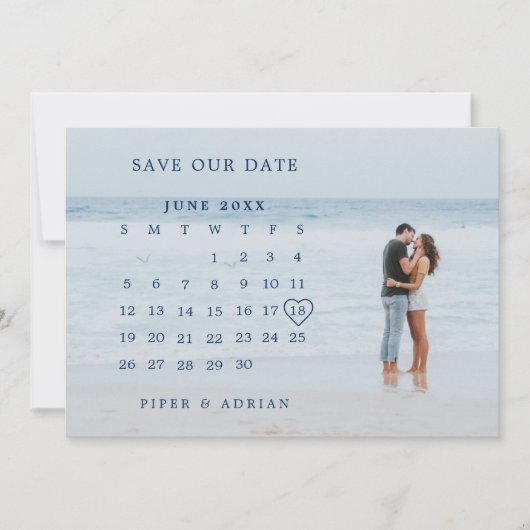 Einfache Hochzeit des Navy Blue Foto Save The Date (Vorderseite)