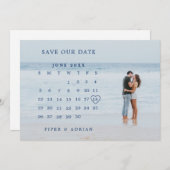 Einfache Hochzeit des Navy Blue Foto Save The Date (Vorne/Hinten)