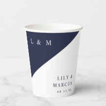 Einfache Hochzeit des Navy Blue White Elegant Mono