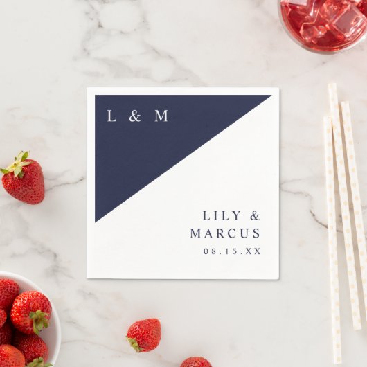 Einfache Hochzeit des Navy Blue White Elegant Mono Serviette (Beispiel)