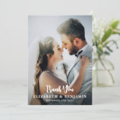 Einfache Hochzeit des Personalisierten Fotos Dankeskarte (Stehend Vorderseite)