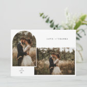 Einfache Hochzeit des Personalisierten Fotos Dankeskarte (Stehend Vorderseite)