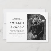 Einfache Hochzeit des Schwarz-weißen Chic-Fotos Einladung (Vorderseite)