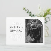Einfache Hochzeit des Schwarz-weißen Chic-Fotos Einladung (Stehend Vorderseite)