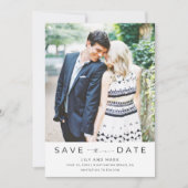 Einfache Hochzeit des Schwarz-weißen Fotos Save The Date (Vorderseite)