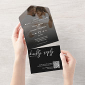 Einfache Hochzeit des schwarzen, frisch verheirate All In One Einladung (Abreißen)