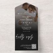 Einfache Hochzeit des schwarzen, frisch verheirate All In One Einladung (Innen Boden)