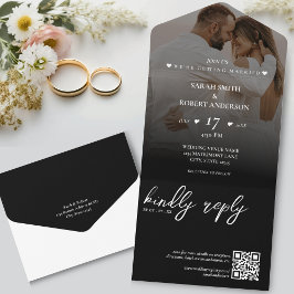 Einfache Hochzeit des schwarzen, frisch verheirate All In One Einladung