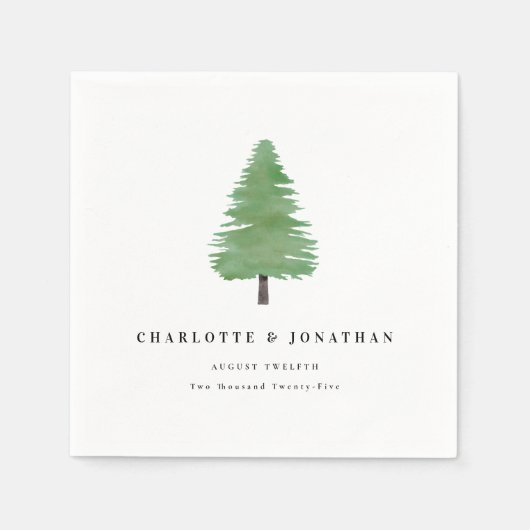 Einfache Hochzeit des Waldes mit Wasserfarbe Serviette (Vorderseite)