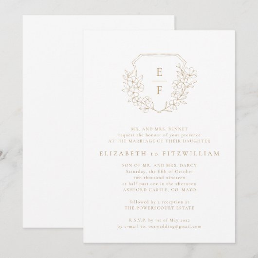Einfache Hochzeit des Wappen Einladung (Vorne/Hinten)