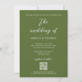 Einfache Hochzeit eines eleganten Script Olive Gre Einladung (Vorderseite)