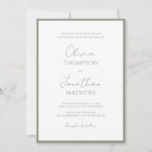 Einfache Hochzeit eines Green Script-Fotos Einladung (Vorderseite)