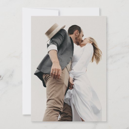 Einfache Hochzeit eines Green Script-Fotos Einladung (Rückseite)