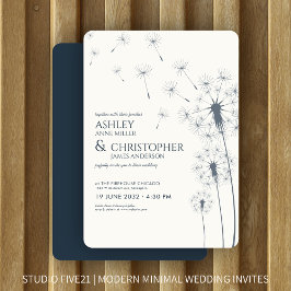 Einfache Hochzeit eines modernen, blauen Kronleuch Einladung