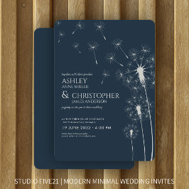 Einfache Hochzeit eines modernen, blauen Kronleuch Einladung