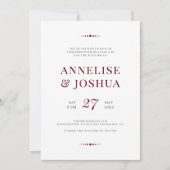Einfache Hochzeit eines modernen burgundy-Script-F Einladung (Vorderseite)