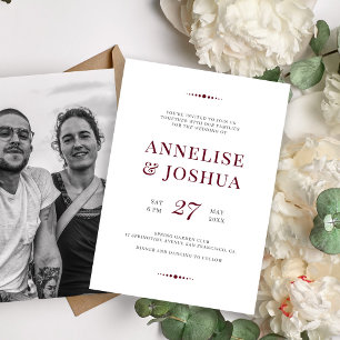 Einfache Hochzeit eines modernen burgundy-Script-F Einladung