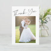 Einfache Hochzeit eines modernen Fotos Dankeskarte (Stehend Vorderseite)