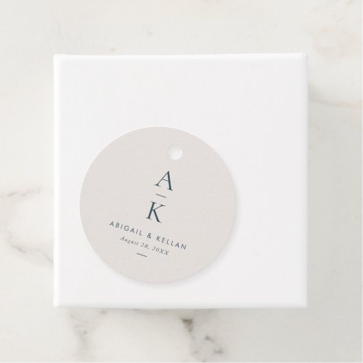 Einfache Hochzeit eines modernen Navy Blue Monogra Geschenkanhänger (Beispiel)