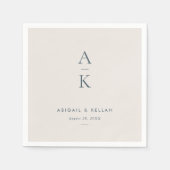 Einfache Hochzeit eines modernen Navy Blue Monogra Serviette (Vorderseite)