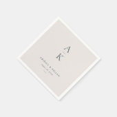 Einfache Hochzeit eines modernen Navy Blue Monogra Serviette (Ecke)